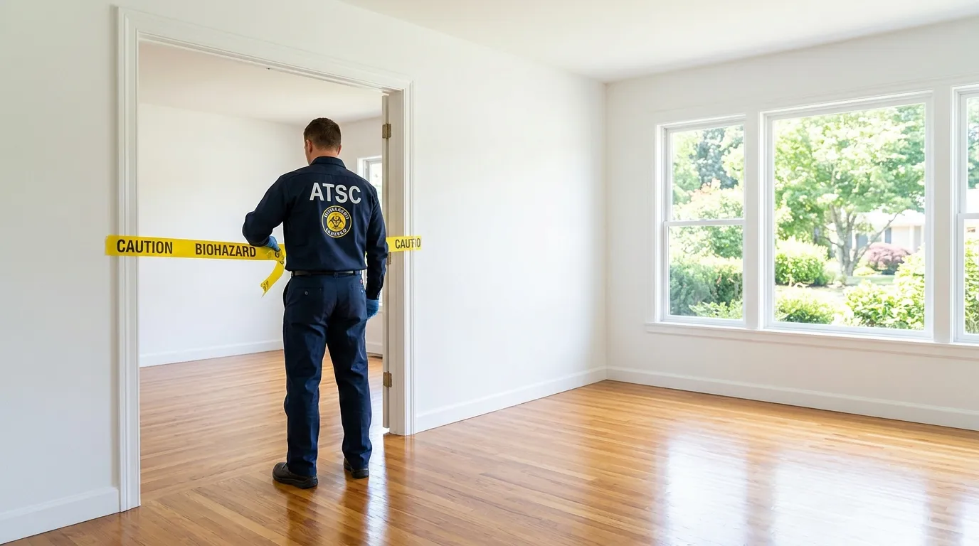 Certified biohazard cleanup crew performing Trauma Scene Cleanup in Hyrum